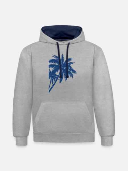 Palme Palm - Contrast hoodie - heather grey/navy
