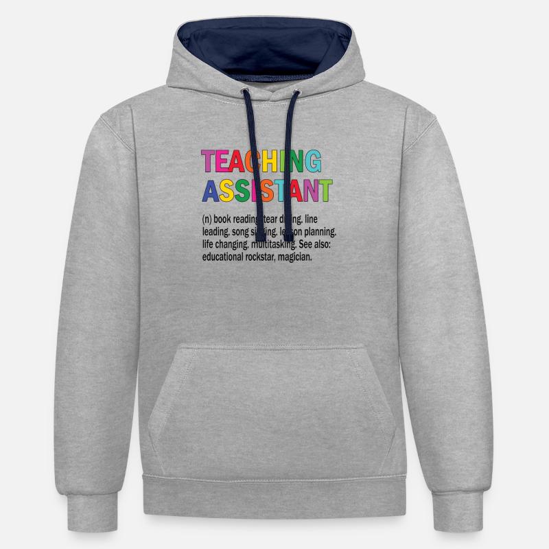 Lehrassistent Hilfslehrer Pädagogischer Assistent - Kontrast-Hoodie - Grau meliert/Navy