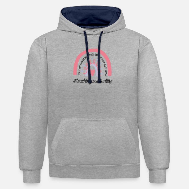 Lehrassistent Hilfslehrer Pädagogischer Assistent - Kontrast-Hoodie - Grau meliert/Navy