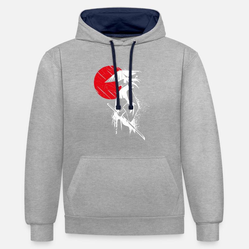 Ronin Samurai Krieger - Sweat à capuche contrasté - gris chiné/bleu marine