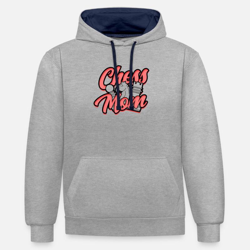 Schach Mutter – Mutter Schachkameraden - Kontrast-Hoodie - Grau meliert/Navy