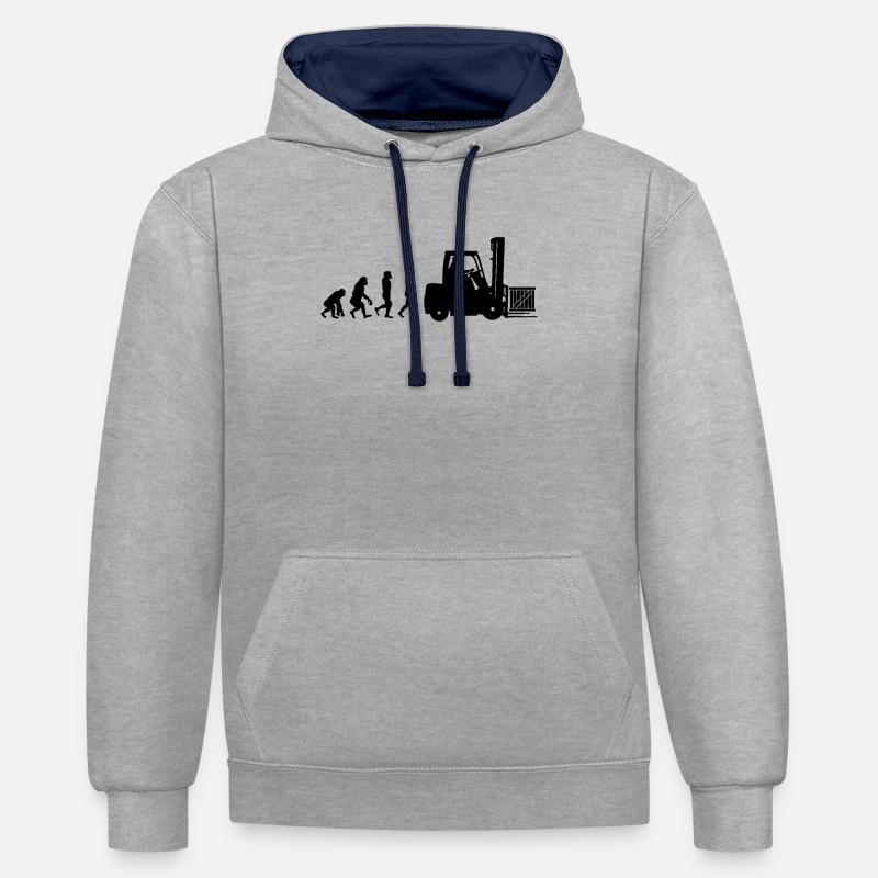 Evolution eines Staplerfahrer - Kontrast-Hoodie - Grau meliert/Navy