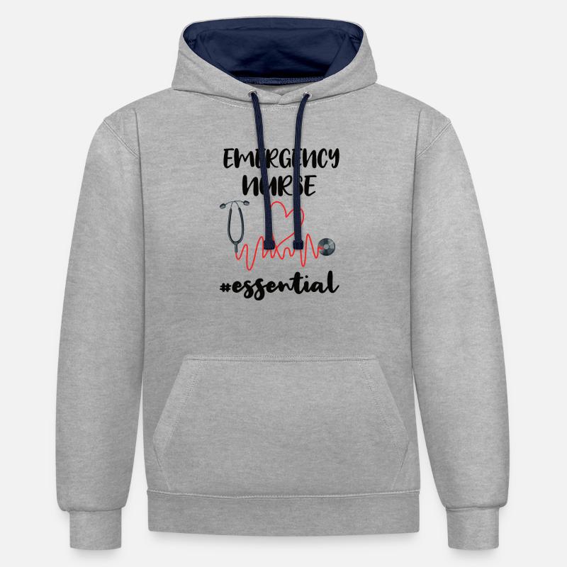 Infirmière infirmière aux urgences - Sweat à capuche contrasté - gris chiné/bleu marine