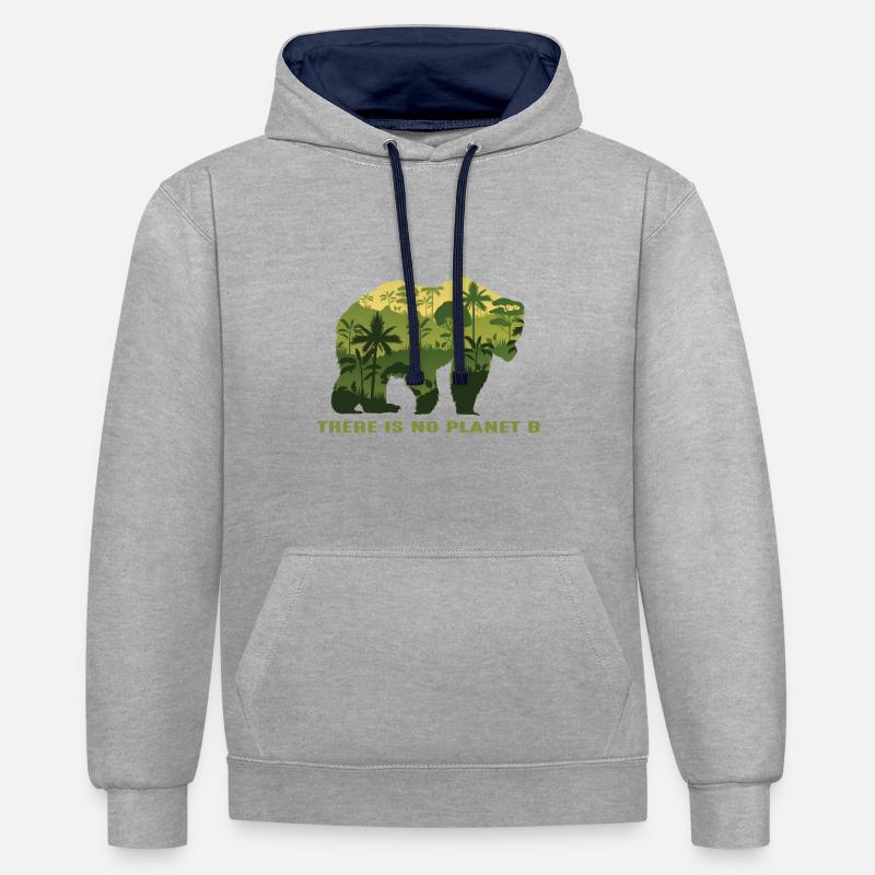 Durabilité - Sweat à capuche contrasté - gris chiné/bleu marine