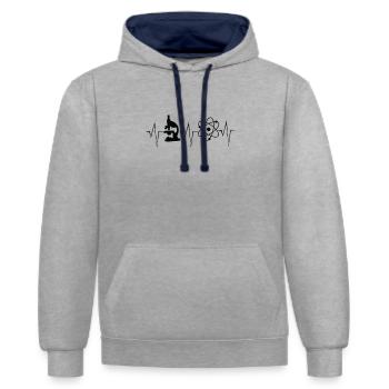Chemiker Herzschlag Mikroskope Wissenschaftler - Kontrast-Hoodie - Grau meliert/Navy - Vorne - Liana (172cm) & Jaron (178cm)
