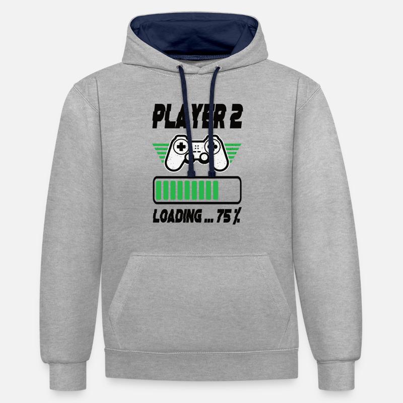 Player 2 Loading - Kontrast-Hoodie - Grau meliert/Navy