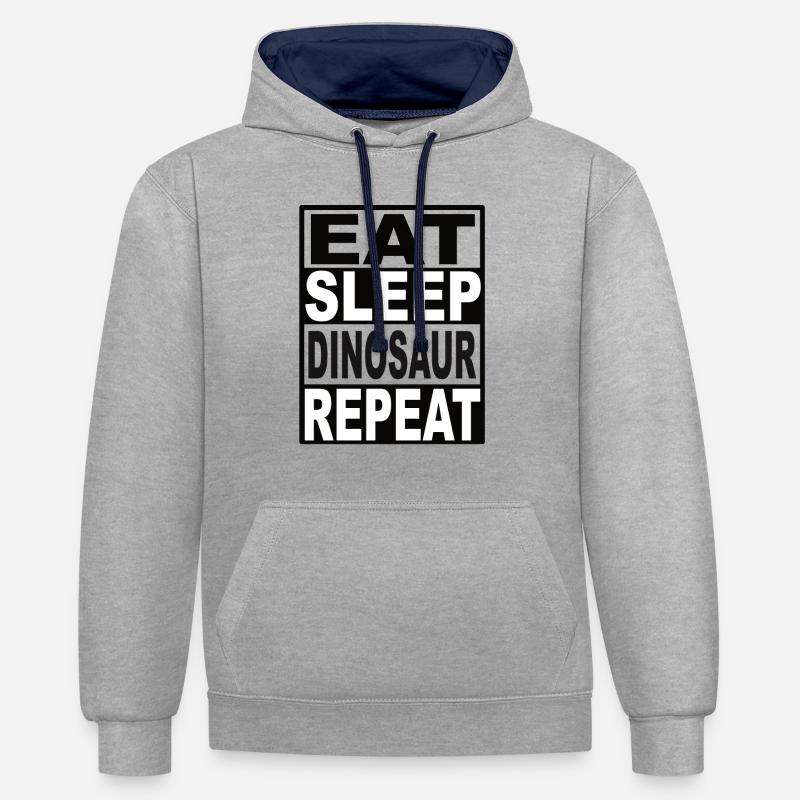 Manger Sommeil Dinosaure Répéter - Sweat à capuche contrasté - gris chiné/bleu marine