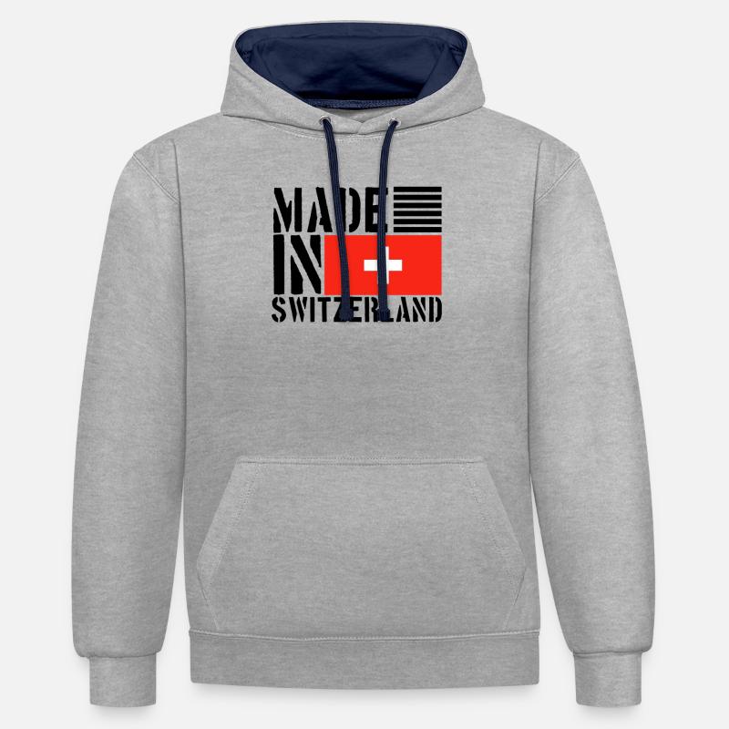Schweiz Schweizer Lustiger Spruch - Kontrast-Hoodie - Grau meliert/Navy