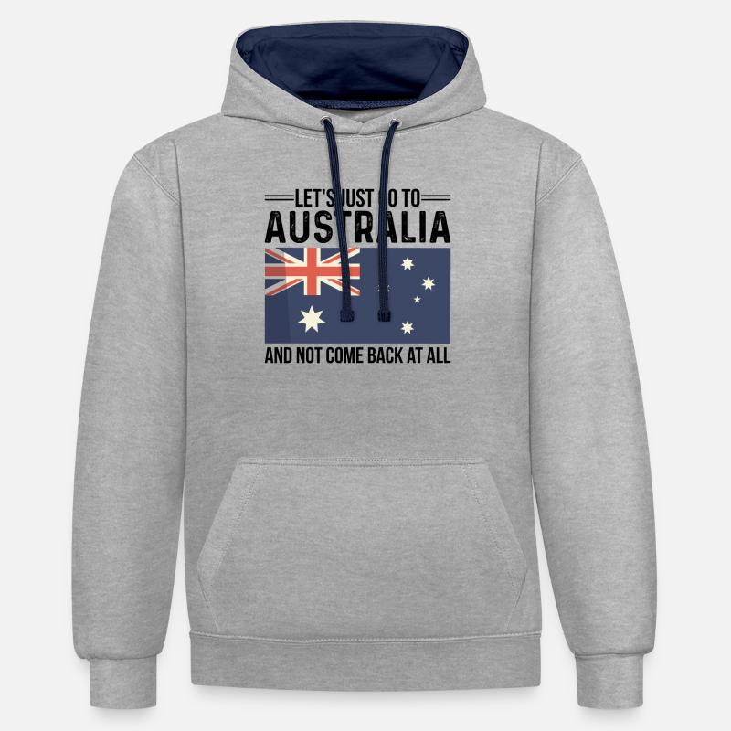 Australie Australie Australie Vacances Australie - Sweat à capuche contrasté - gris chiné/bleu marine