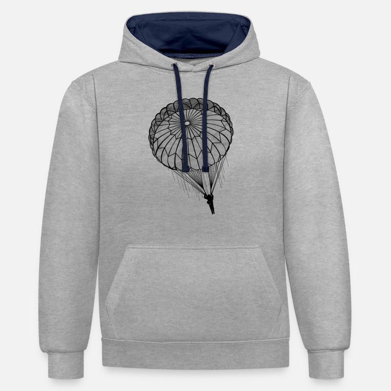 Fallschirmjäger Fallschirm Rundkappe Falli - Kontrast-Hoodie - Grau meliert/Navy