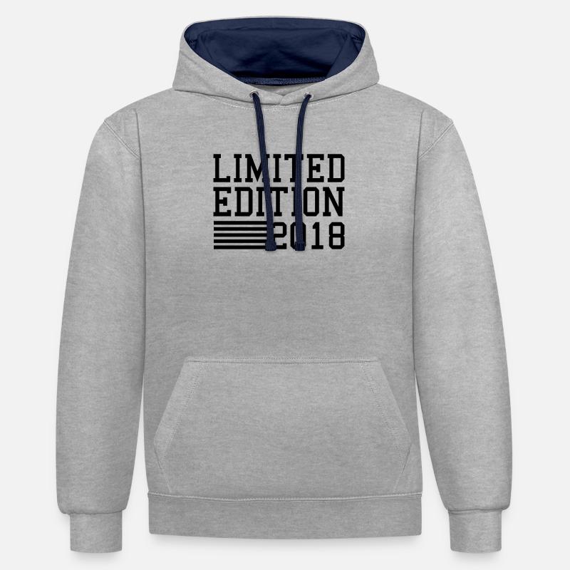 Édition Limitée Anniversaire 2018 - Sweat à capuche contrasté - gris chiné/bleu marine