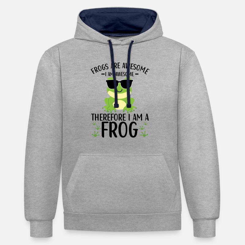 Frog Lovers Enfants Grenouilles - Sweat à capuche contrasté - gris chiné/bleu marine