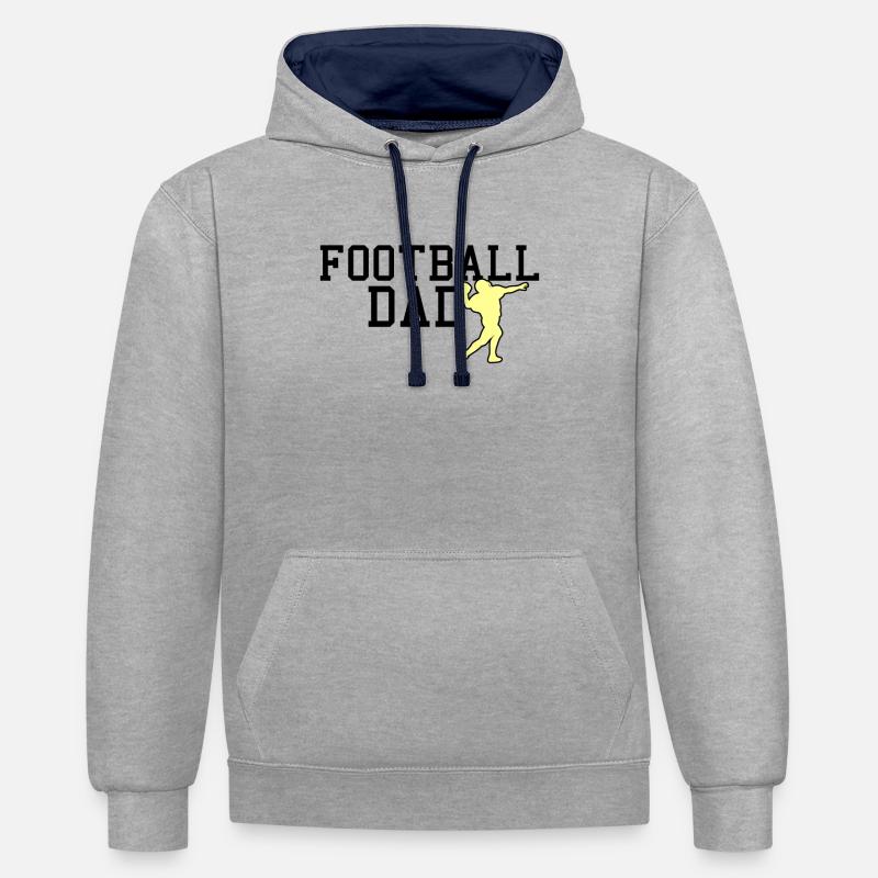 papa footballeur - Sweat à capuche contrasté - gris chiné/bleu marine