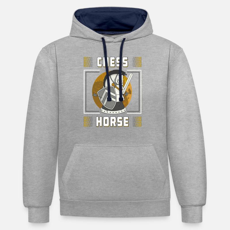 CHEVAL D’ÉCHECS - Sweat à capuche contrasté - gris chiné/bleu marine