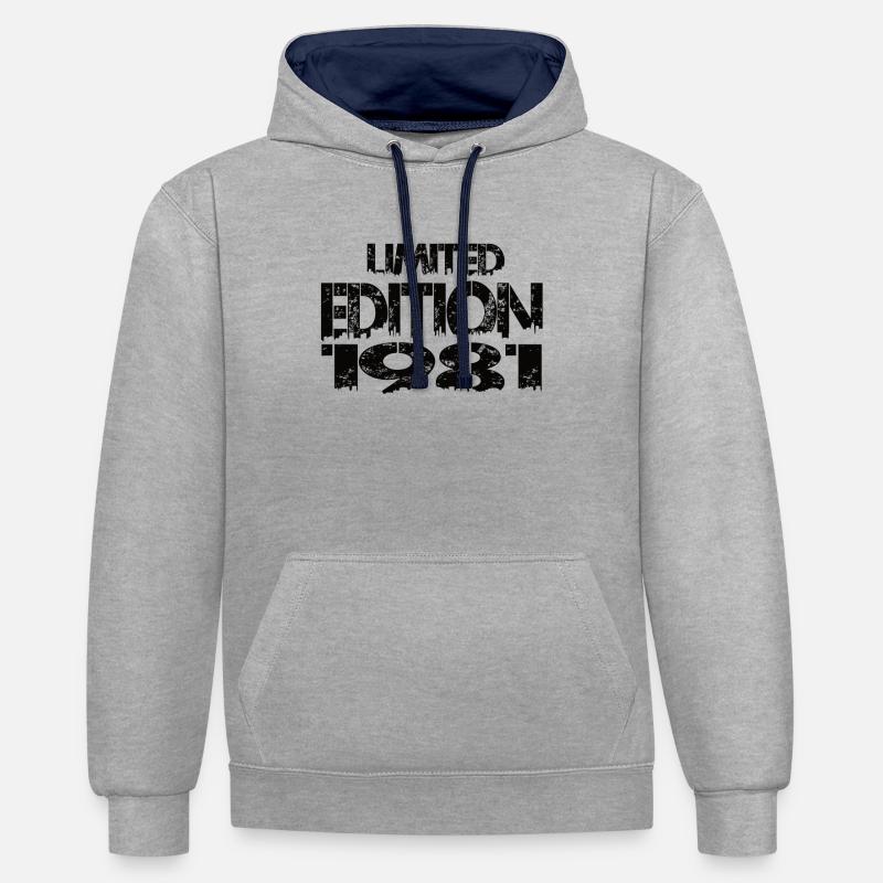 Édition limitée 1981 - Sweat à capuche contrasté - gris chiné/bleu marine