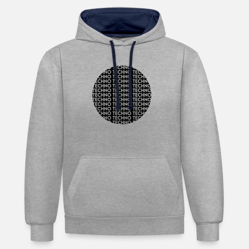 Techno - Sweat à capuche contrasté - gris chiné/bleu marine