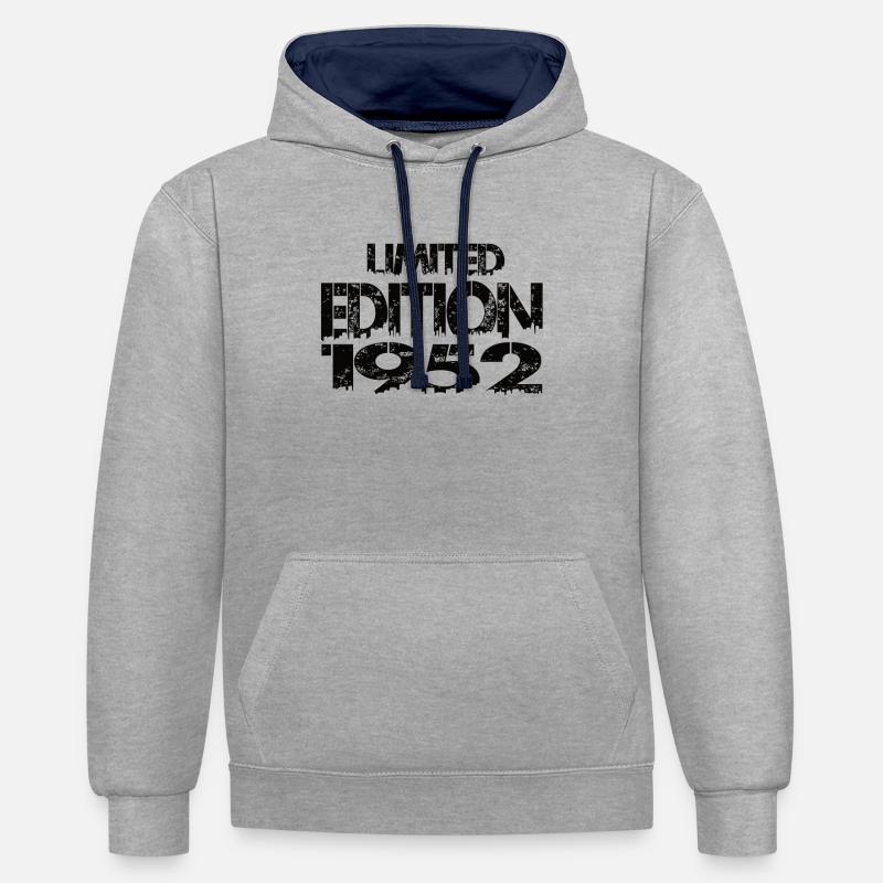 Édition limitée 1952 - Sweat à capuche contrasté - gris chiné/bleu marine