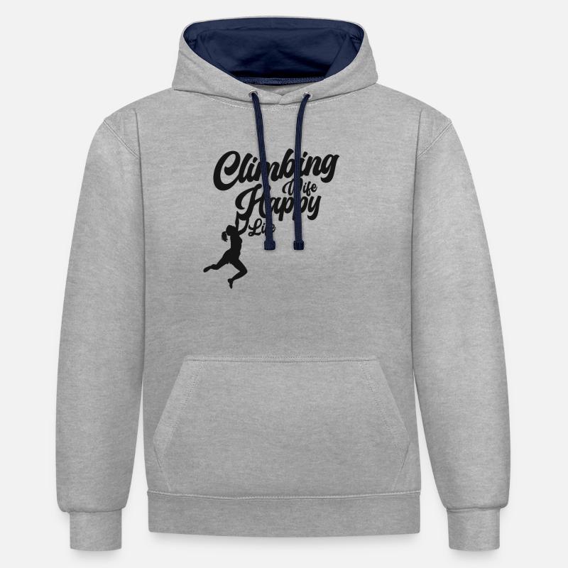 Escalade Escalade Grimpeurs Bloc Alpinistes - Sweat à capuche contrasté - gris chiné/bleu marine