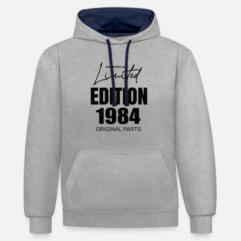 Édition limitée 1984 - Sweat à capuche contrasté - gris chiné/bleu marine