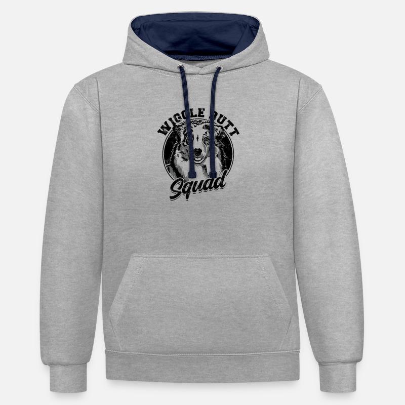 Wiggle Butt Squad - aussie dog - Contrast hoodie - heather grey/navy