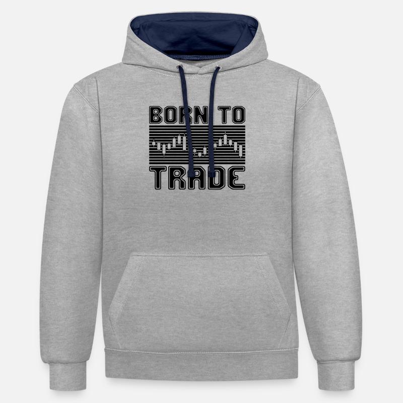 Commerce - Sweat à capuche contrasté - gris chiné/bleu marine