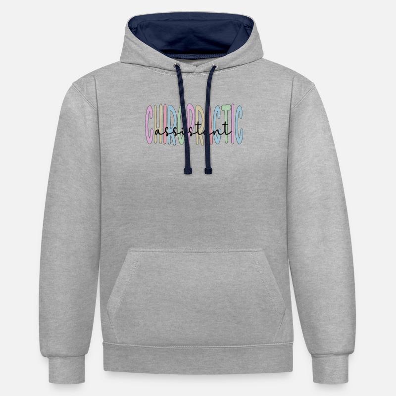 Assistant chiropratique Assistant chiropratique - Sweat à capuche contrasté - gris chiné/bleu marine