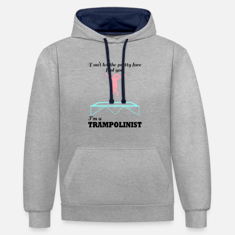 Trampoliniste Citation drôle de trampoline - Sweat à capuche contrasté - gris chiné/bleu marine