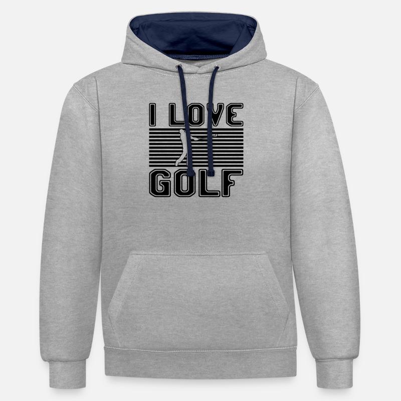 J’adore le golf - Sweat à capuche contrasté - gris chiné/bleu marine