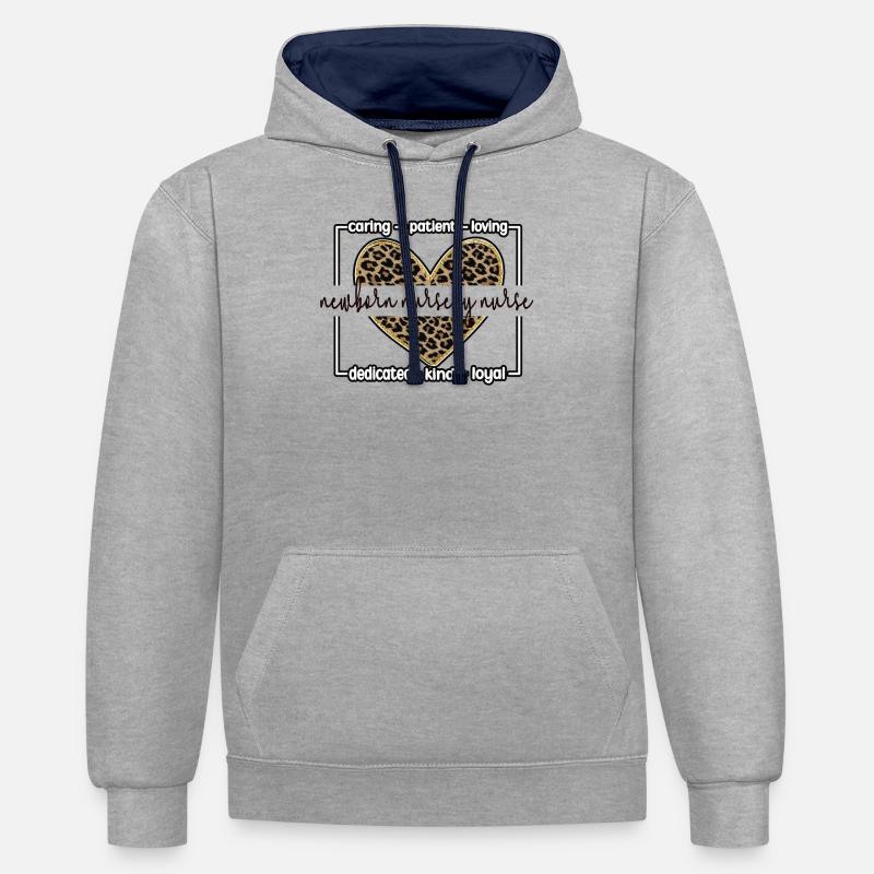 Fier cadeau d'infirmière néonatale - Sweat à capuche contrasté - gris chiné/bleu marine