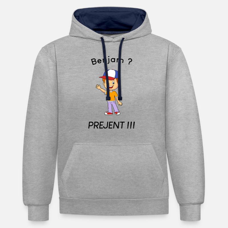 Benjam - Prank - Sweat à capuche contrasté - gris chiné/bleu marine
