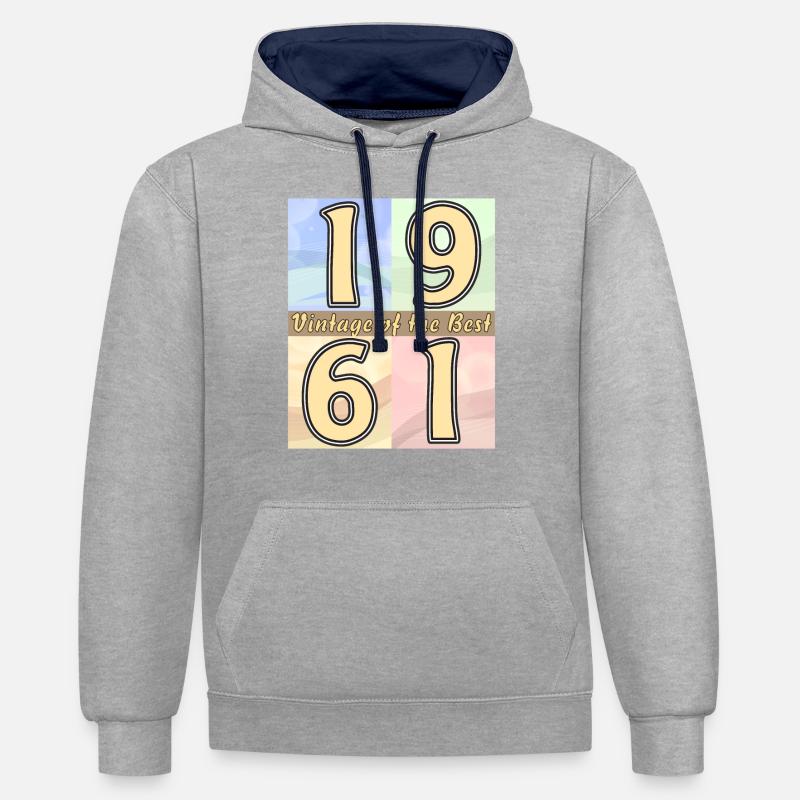 ANNÉE D’ANNIVERSAIRE 1961 - Sweat à capuche contrasté - gris chiné/bleu marine