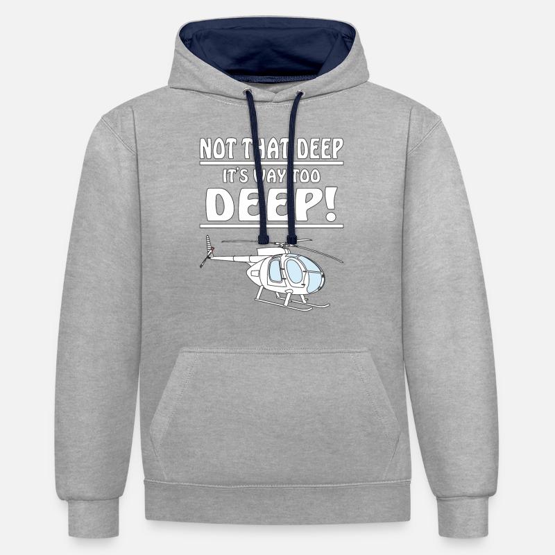 HÉLICOPTÈRE PAS SI PROFOND - Sweat à capuche contrasté - gris chiné/bleu marine