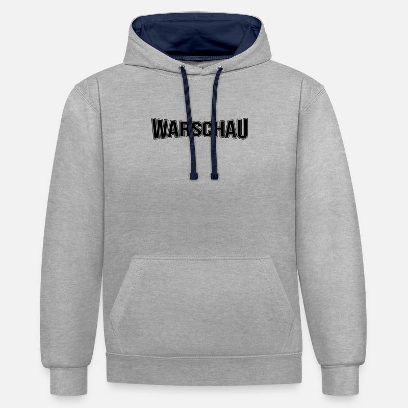 Varsovie - Sweat à capuche contrasté - gris chiné/bleu marine
