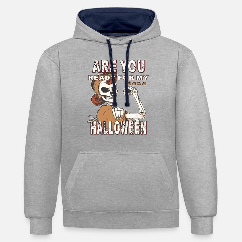 HALLOWEEN - Sweat à capuche contrasté - gris chiné/bleu marine
