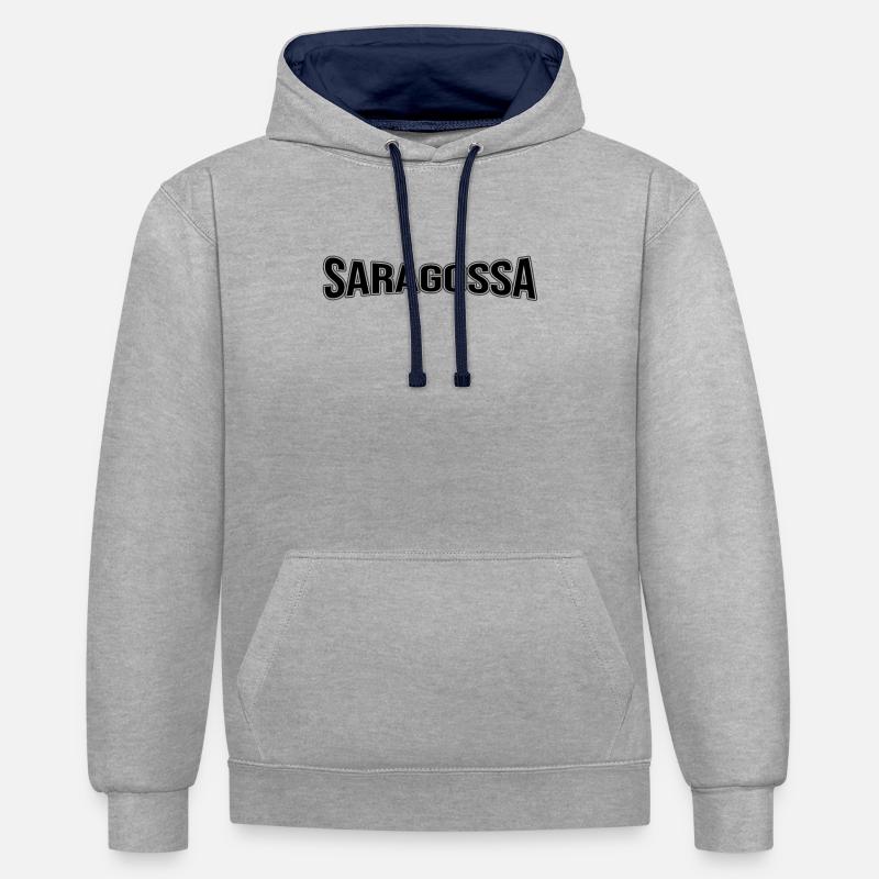 Saragosse - Sweat à capuche contrasté - gris chiné/bleu marine