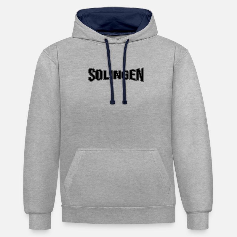 Solingen - Sweat à capuche contrasté - gris chiné/bleu marine