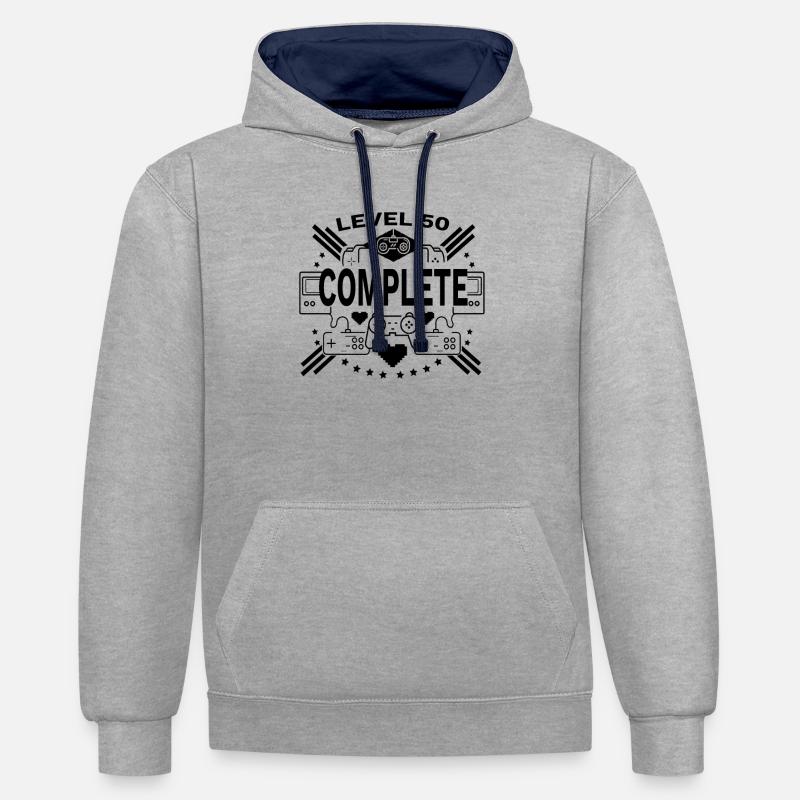 Joueur de 50 ans - Sweat à capuche contrasté - gris chiné/bleu marine