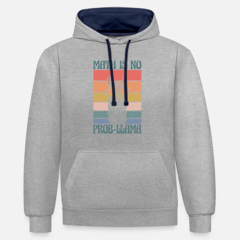 Math Is No Prob-Llama Mathelehrer - Kontrast-Hoodie - Grau meliert/Navy