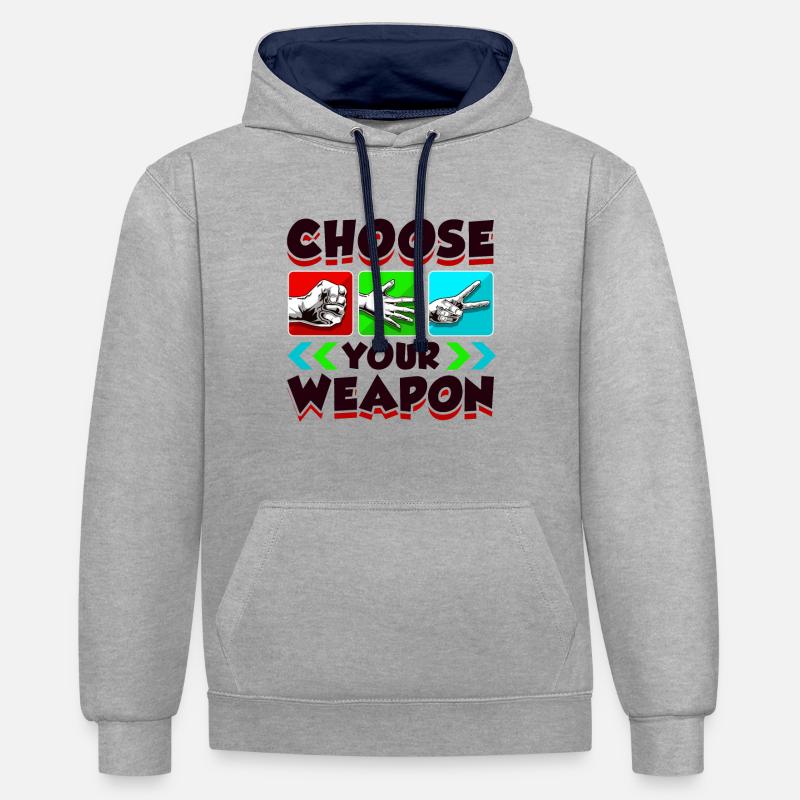 Ciseaux Papier de pierre - Sweat à capuche contrasté - gris chiné/bleu marine