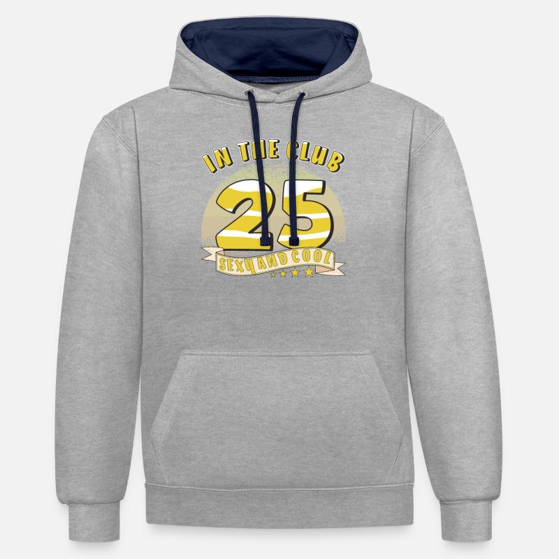 DANS LE CLUB 25 - Sweat à capuche contrasté - gris chiné/bleu marine