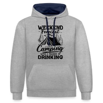 Camping Forecast Beer Tent Mountains Hiking Camper - Contrast hoodie - heather grey/navy - Front - Liana (172cm) & Jaron (178cm)
