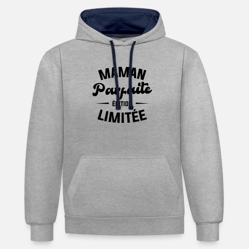 Maman parfaite édition limitée - Sweat à capuche contrasté - gris chiné/bleu marine