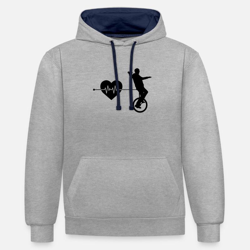 Battements de cœur monocycle - Sweat à capuche contrasté - gris chiné/bleu marine