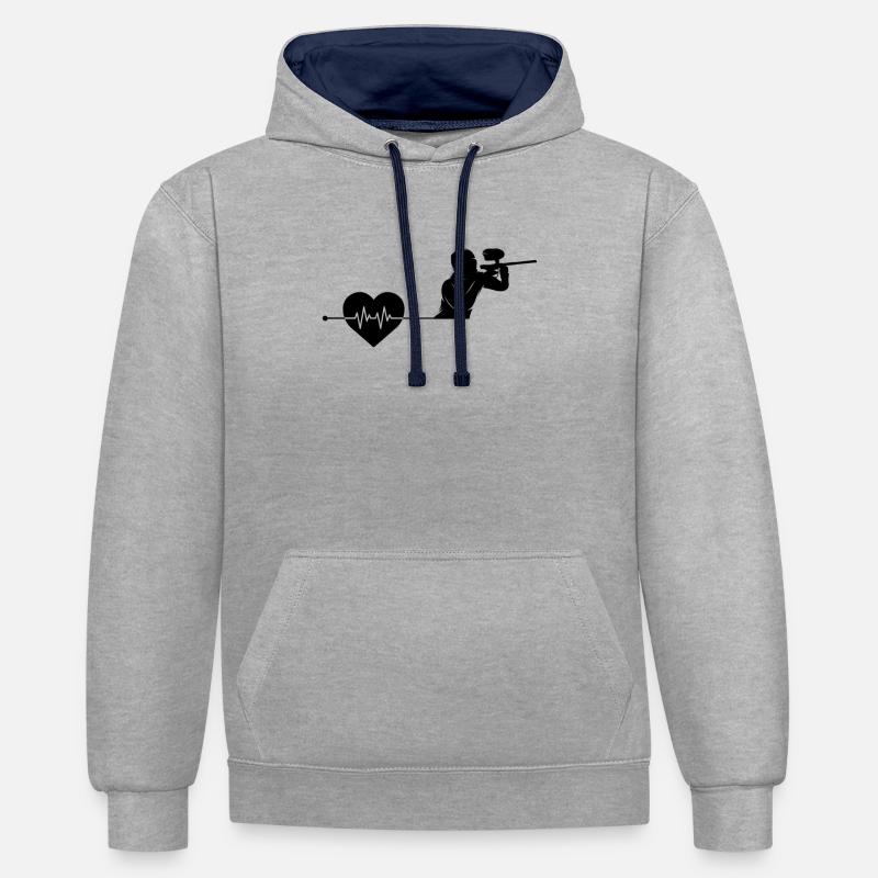 Rythme cardiaque de paintball - Sweat à capuche contrasté - gris chiné/bleu marine