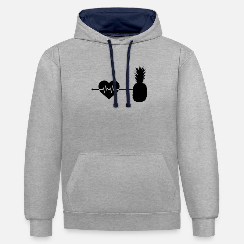 Le rythme cardiaque de l’ananas - Sweat à capuche contrasté - gris chiné/bleu marine