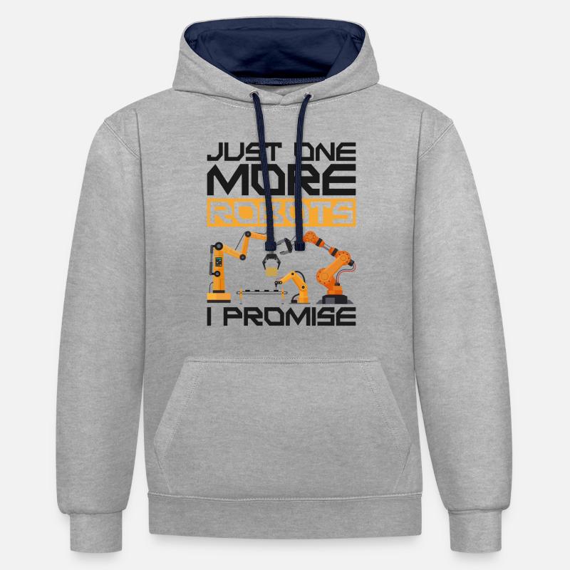 Robot Robotics Engineer Just One - Kontrast-Hoodie - Grau meliert/Navy