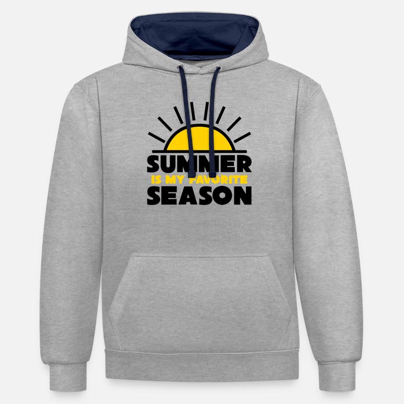 L’été est ma saison préférée - Sweat à capuche contrasté - gris chiné/bleu marine