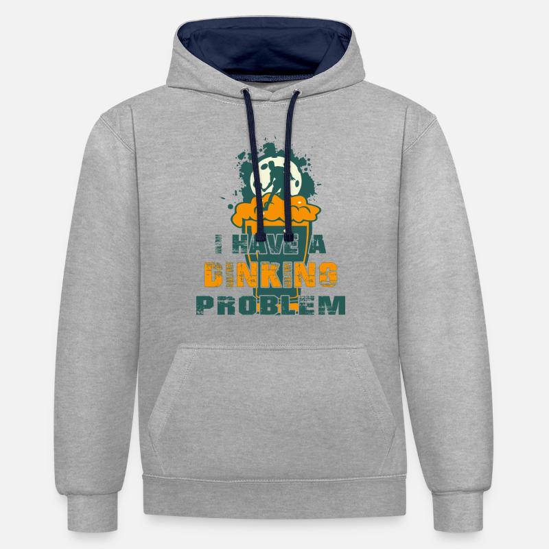 J’ai un problème de dinking - Sweat à capuche contrasté - gris chiné/bleu marine