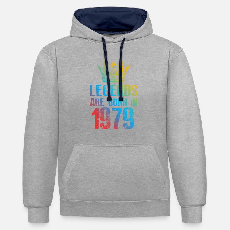 1979 Légendes nées en - Sweat à capuche contrasté - gris chiné/bleu marine