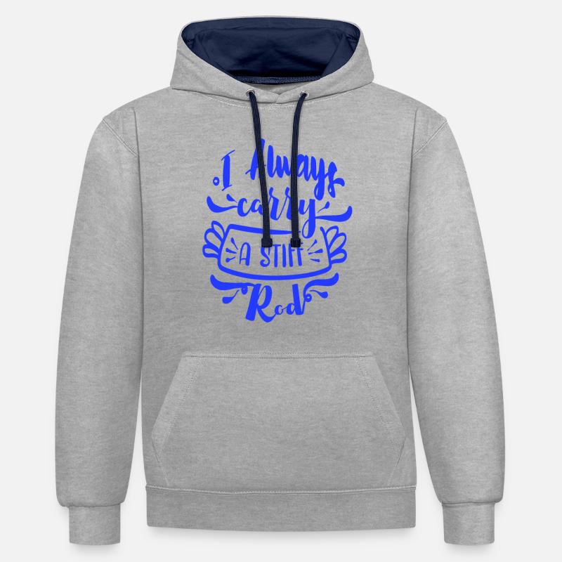 J’ai toujours une canne rigide - Sweat à capuche contrasté - gris chiné/bleu marine
